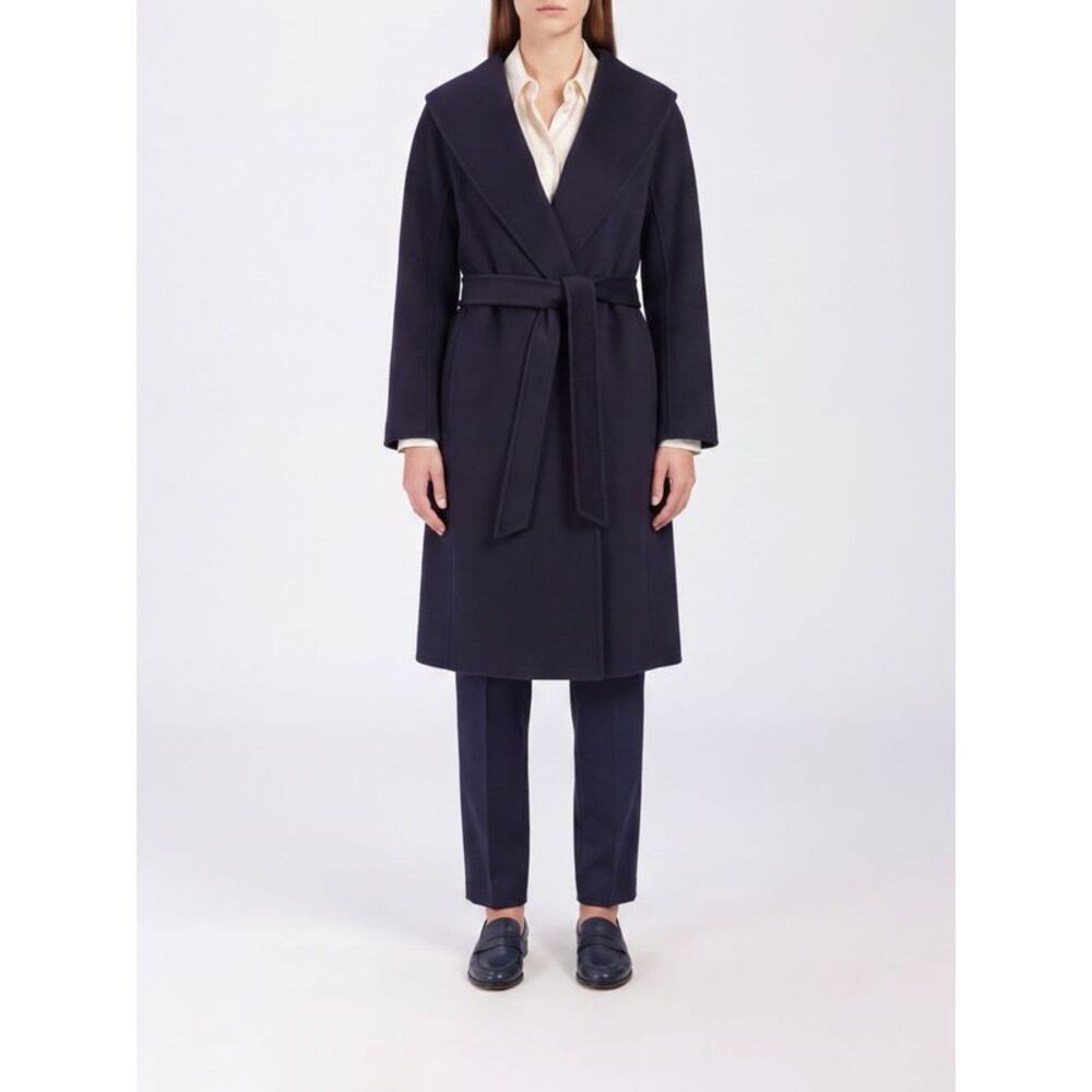 'S Max Mara Women Belted Virgin Wool Robe Coat 'S Max Mara With Shawl Collar